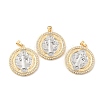 Rack Plating Brass Micro Pave Cubic Zirconia Pendants KK-C021-10G-01-3