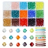 15 Strands 15 Colors Transparent Glass Beads Strands EGLA-FS0001-46-1
