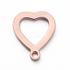 PVD Vacuum Plating 304 Stainless Steel Open Heart Charms STAS-G215-14RG-1