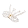 3Pcs Glass Seed Beaded Bowknot with Heart Pendants PALLOY-MZ01162-5