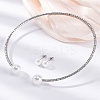 Round Plastic Imitation Pearl Stud Earrings & Rhinestone Cuff Choker Necklaces Sets SJEW-U003-04P-1