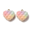 Rainbow Color Opaque Resin Waffle Beads Pendants LS-RESI-F035-01-4