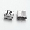 Tarnish Resistant Letter Style 201 Stainless Steel Square Slide Charms STAS-L132-07-1