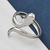 304 Stainless Steel Open Cuff Rings for Women RJEW-A079-06C-P-3