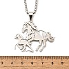 201 Stainless Steel Laser Cut Double Horse Pendant Box Chain Necklaces for Women Men NJEW-E156-03P-5