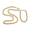 Ion Plating(IP) 304 Stainless Steel Cuban Link Chain Bracelets & Necklaces Jewelry Sets SJEW-B019-03B-G-1