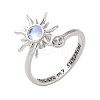 Brass Micro Pave Cubic Zirconia Rotating Cuff Rings for Women RJEW-C132-05P-1