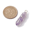Natural Mixed Stone Double Terminal Pointed Pendants PALLOY-JF02673-4