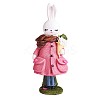 Resin Standing Rabbit Statue Bunny Sculpture Tabletop Rabbit Figurine for Lawn Garden Table Home Decoration ( Pink ) JX083A-1