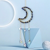 Glass & Brass Moon Pendant Decorations HJEW-PW0002-09F-1