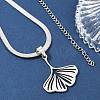 Ginkgo Leaf 201 Stainless Steel Herringbone Chains Pendant Necklaces NJEW-K253-36P-2