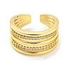 Brass Micro Pave Cubic Zirconia Open Cuff Ring RJEW-C033-08G-2