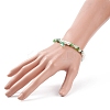 Glass Pearl & Flower Beaded Stretch Bracelet with Bell Charm for Women BJEW-JB08513-3
