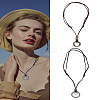 2Pcs 2 Styles Alloy Double Ring Pendant Necklaces NJEW-LP0001-63-1