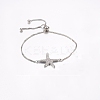 Clear Cubic Zirconia Starfish/Sea Stars Link Silder Bracelets BJEW-F296-13P-1