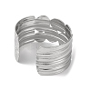Grooved Wide 304 Stainless Steel Cuff Bangles for Women BJEW-B104-22P-3