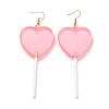 Transparent Heart-shape Lollipop Dangle Earrings for Women EJEW-Z015-05D-1