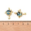 Brass Micro Pave Cubic Zirconia with Glass Pendants KK-G533-21G-3