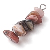 Gradient Color Natural Rose Quartz & Natural Rhodonite & Natural Pink Opal Chip Beaded Pendants PALLOY-JF02791-04-4