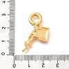 Brass Enamel Letter & Rose Flower European Dangle Charms KK-U048-05G-01-3