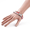 3Pcs 3 Style Polymer Clay Heishi Surfer Stretch Bracelets Set with Word Jolly Acrylic Beads BJEW-TA00129-3