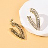 Brass Micro Pave Clear Cubic Zirconia V-Shaped Stud Earrings EJEW-D332-01G-3