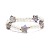 Glass Pearl & Star Beaded Stretch Bracelet for Women BJEW-JB08389-4