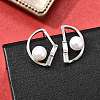 925 Sterling Silver Clear Cubic Zirconia Round Stud Earrings EJEW-L300-01P-1
