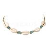 Natural Blue Apatite Chip & Cowrie Shell Beaded Necklaces for Women NJEW-JN06385-4