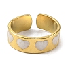 Heart 304 Stainless Steel Enamel Open Cuff Rings for Women RJEW-F166-28G-02-2