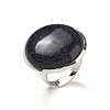 Synthetic Blue Goldstone Round Adjustable Rings RJEW-K371-09S-18-2