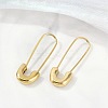 304 Stainless Steel Safety Pin Charm Huggie Hoop Earrings for Women Ion Plating(IP) EJEW-C096-41G-1