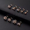 316L Surgical Stainless Steel White Cubic Zirconia L-Shaped Nose Rings WG135CD-09-1