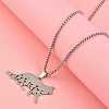 201 Stainless Steel Hollow Cat Shaped Pendant Box Chain Necklaces NJEW-M086-06P-1