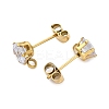 Ion Plating(IP) 304 Stainless Steel Cubic Zirconia Stud Earring Findings STAS-P373-04B-G-3