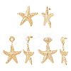 3 Pairs 3 Style Alloy Starfish Dangle Stud Earrings with Plastic Pearl Beaded EJEW-FI0002-95-8