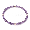 5Pcs 5 Style Natural Amethyst & Brass Beaded Stretch Bracelets Set for Women BJEW-JB09663-01-3