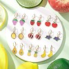 9 Pairs 9 Styles Alloy Enamel Banana Strawberry Grapes Fruit Dangle Leverback Earrings EJEW-JE06557-1