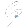 Dyed Synthetic Turquoise Horse with Shell Pearl Beads Pendant Necklaces NJEW-JN05895-01-4