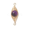 Dyed Natural Tiger Eye Connector Charms PALLOY-JF04974-3