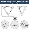 1 Pair Triangle Rhodium Plated 925 Sterling Silver Hoop Earrings EJEW-BBC0001-31-2