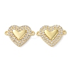 Rack Plating Brass Cubic Zirconia Heart Connector Charms KK-C084-08D-G-1