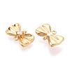 Brass Pave Clear Cubic Zirconia Bowknot Connector Charms KK-T078-19G-2