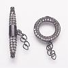 Brass Micro Pave Cubic Zirconia Ring Toggle Clasps ZIRC-P050-11-2