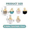 12Pcs 6 Styles Electroplate Synthetic Black Stone G-FH0002-71-2