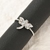 304 Stainless Steel Crystal Rhinestone Cuff Rings for Women LS-RJEW-G338-02P-1