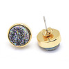 Electroplate Natural Druzy Quartz Crystal Stud Earrings EJEW-I216-01G-RS-3