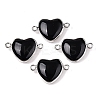 Natural Obsidian Love Heart Pendants G-T138-205D-P-1