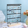 1 Set 5-Tier Rectangle Iron Jewelry Dangle Earring Organizer Holder with Wooden Base EDIS-SC0001-07A-4