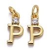 Brass Micro Pave Clear Cubic Zirconia Pendants ZIRC-Z011-35P-1